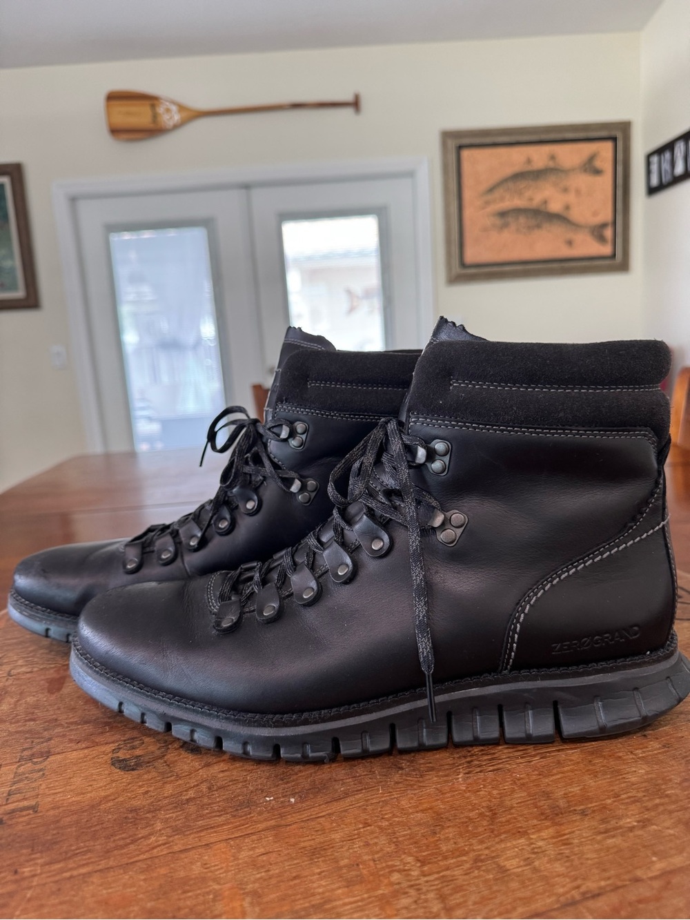 Cole Haan ZERØGRAND Waterproof Hiker Boots Black Leather Men’s 11M